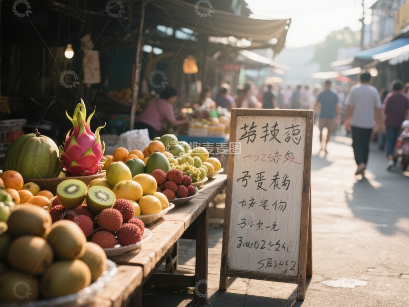 高清大图下载【趣麦麦图】街头水果摊，阳光明媚