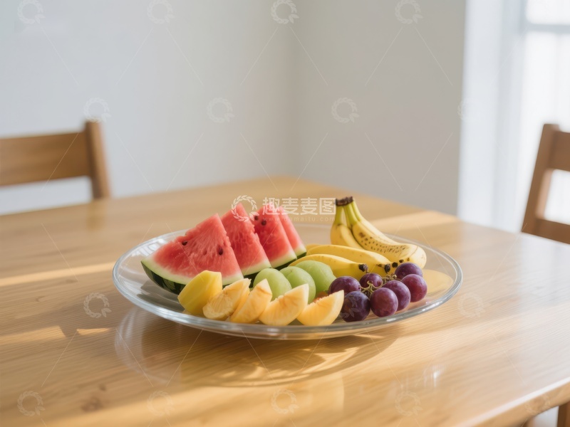 高清大图下载【趣麦麦图】木桌上的新鲜水果拼盘