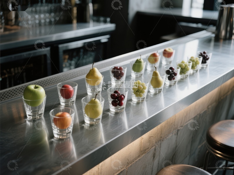 高清大图下载【趣麦麦图】吧台上的水果杯排列