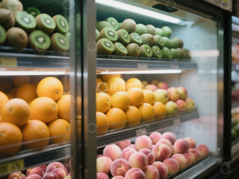高清大图下载【趣麦麦图】冷藏柜中的新鲜水果展示