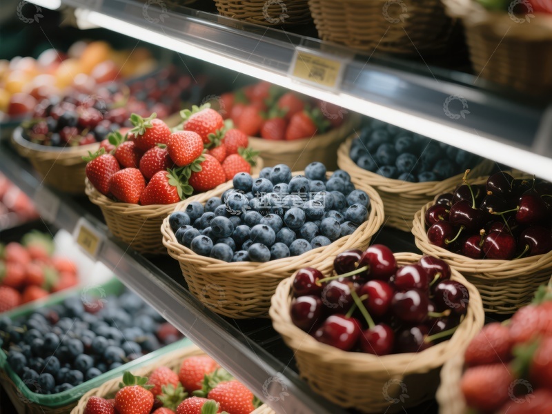 高清大图下载【趣麦麦图】超市货架上的新鲜浆果