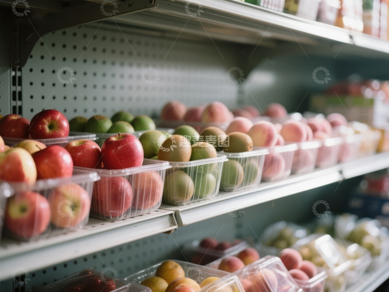 高清大图下载【趣麦麦图】超市货架上的新鲜水果展示