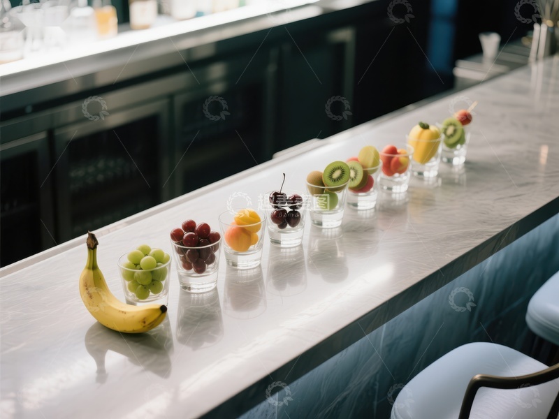 高清大图下载【趣麦麦图】吧台上的水果杯排列