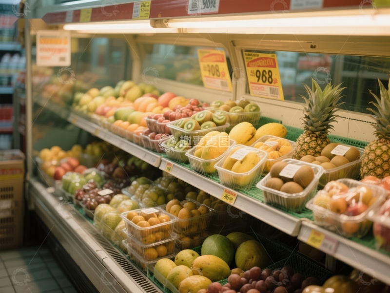 高清大图下载【趣麦麦图】超市水果冷藏区陈列