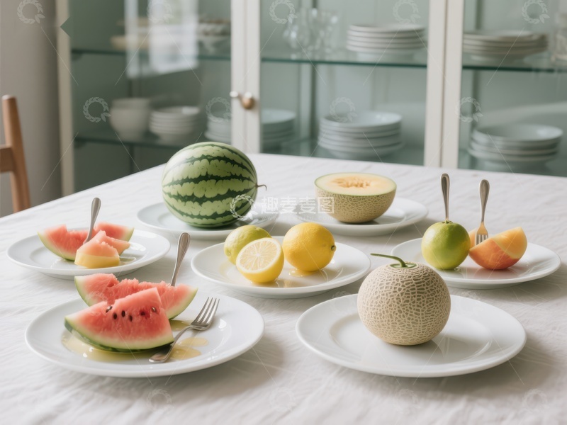 高清大图下载【趣麦麦图】夏日餐桌上的新鲜水果拼盘