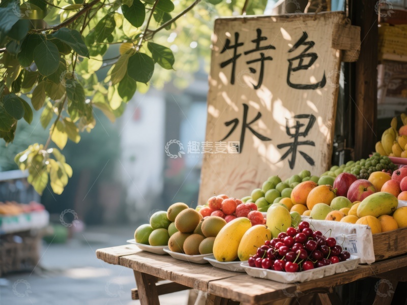 高清大图下载【趣麦麦图】特色水果摊位，新鲜果品琳琅满目