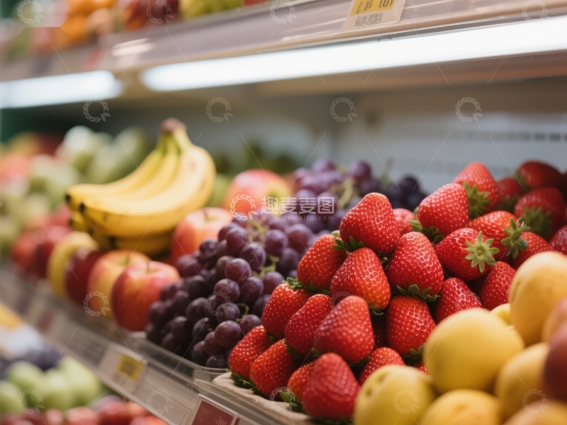 高清大图下载【趣麦麦图】超市水果陈列，色彩鲜艳
