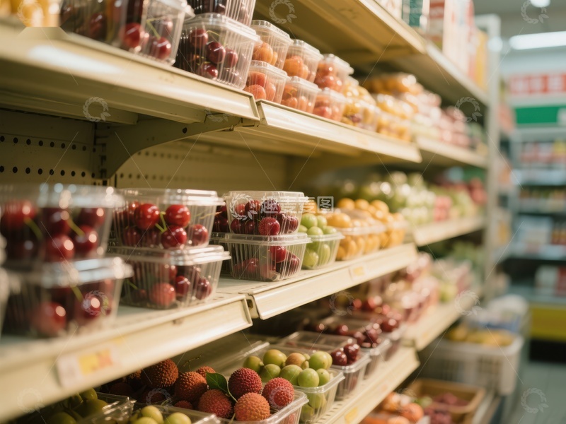 高清大图下载【趣麦麦图】超市货架上的新鲜水果展示