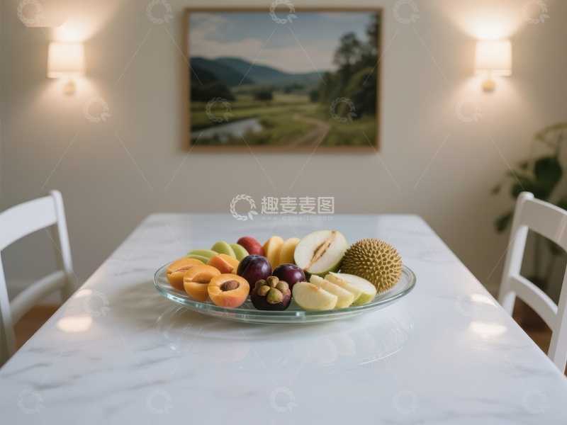 高清大图下载【趣麦麦图】餐桌上的新鲜水果拼盘