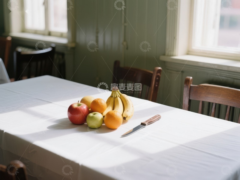 高清大图下载【趣麦麦图】餐桌上的水果与刀具