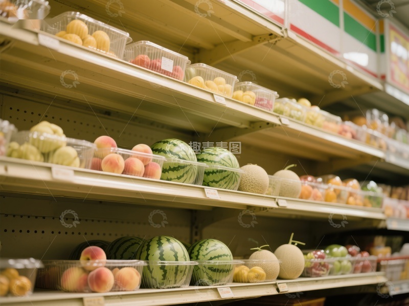高清大图下载【趣麦麦图】超市货架上的新鲜水果