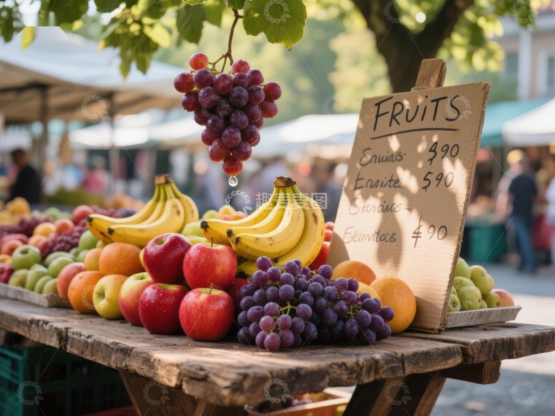高清大图下载【趣麦麦图】市场摊位展示新鲜水果
