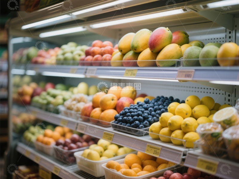 高清大图下载【趣麦麦图】超市水果冷藏区展示