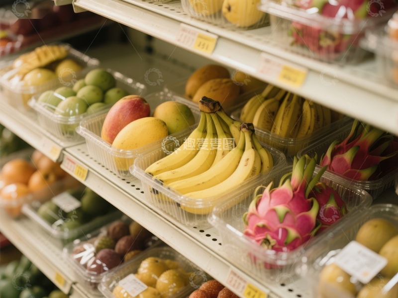 高清大图下载【趣麦麦图】超市货架上的新鲜水果展示