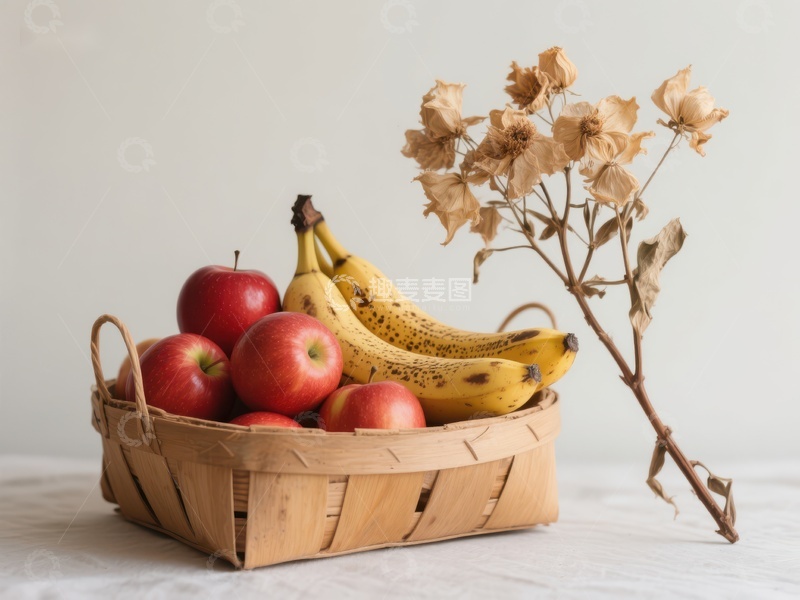 高清大图下载【趣麦麦图】篮子里的苹果和香蕉