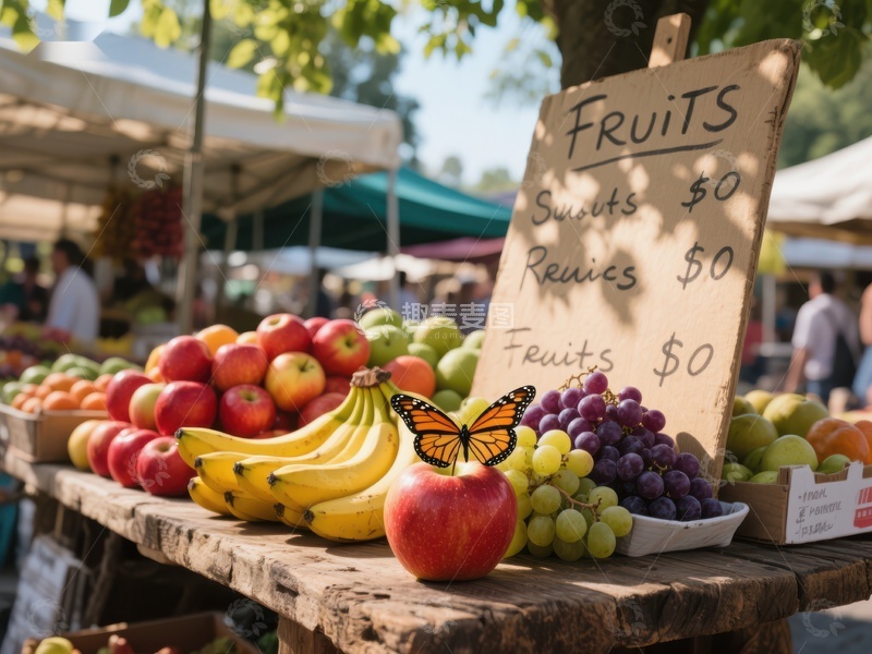 高清大图下载【趣麦麦图】市场摊位展示新鲜水果