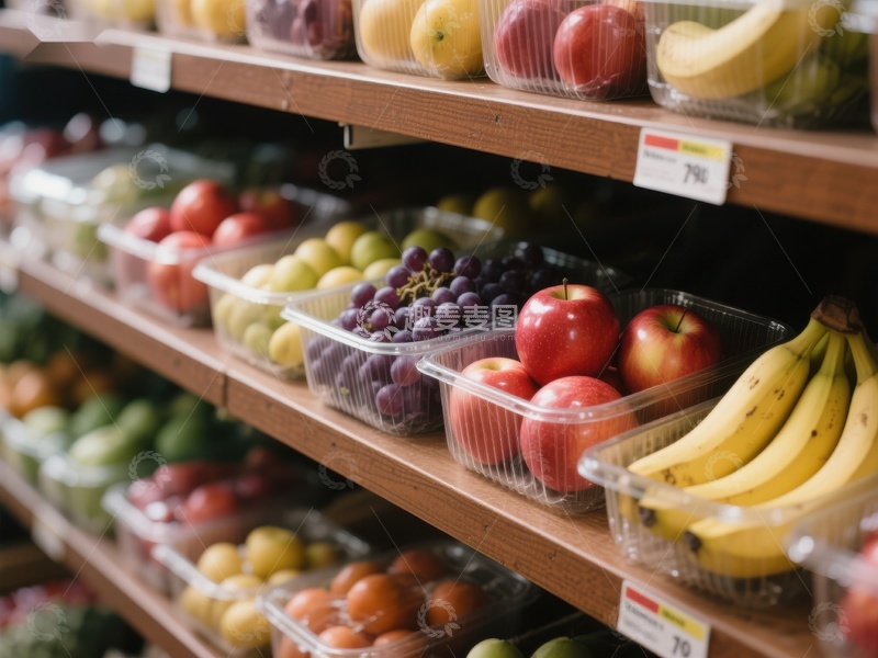 高清大图下载【趣麦麦图】超市货架上的新鲜水果展示