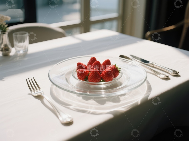 高清大图下载【趣麦麦图】阳光下的草莓盘