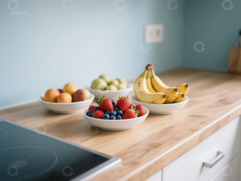 高清大图下载【趣麦麦图】厨房台面摆放新鲜水果