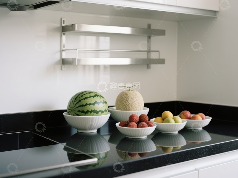 高清大图下载【趣麦麦图】现代厨房中的水果展示