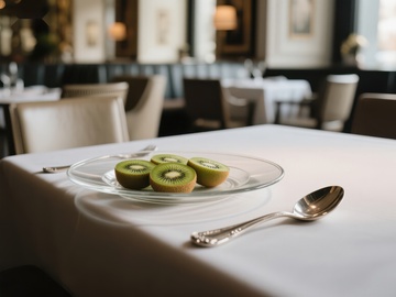 餐厅桌上摆放的切片奇异果