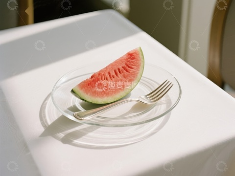 西瓜切片置于透明盘中