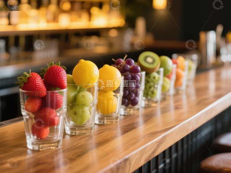 高清大图下载【趣麦麦图】吧台上的新鲜水果杯