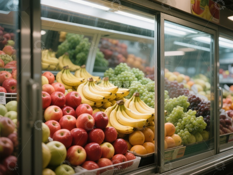 高清大图下载【趣麦麦图】超市水果冷藏柜展示