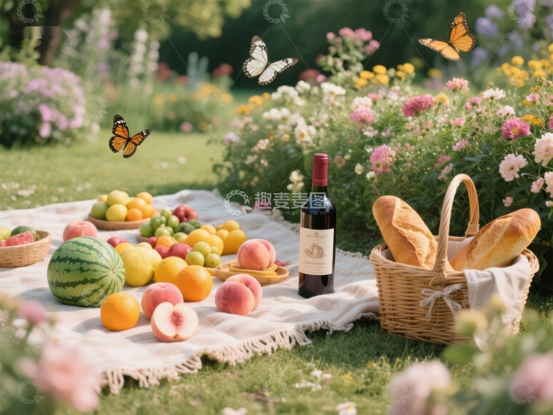 高清大图下载【趣麦麦图】花丛中的野餐时光