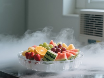 烟雾缭绕的水果拼盘
