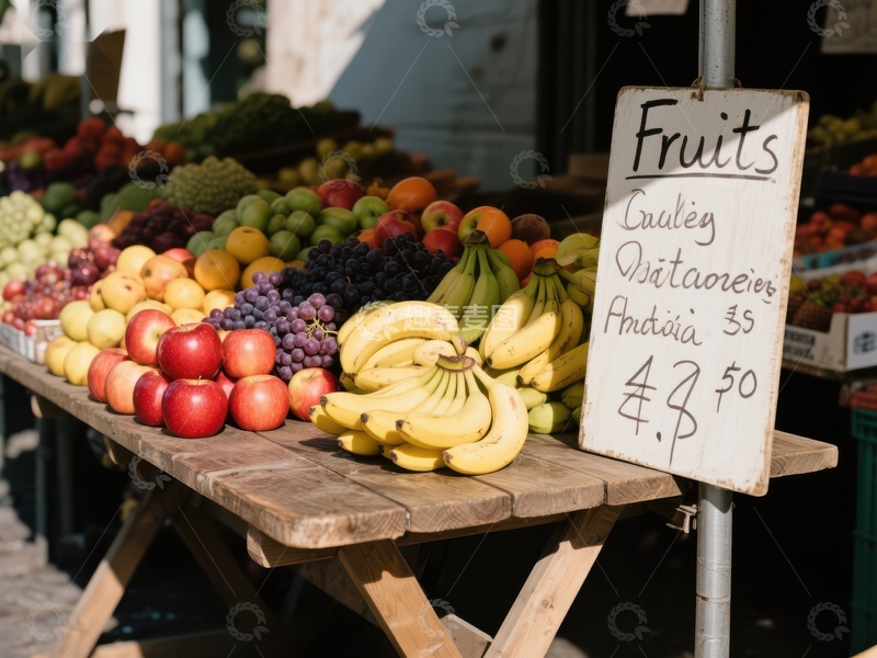 高清大图下载【趣麦麦图】市场摊位展示新鲜水果