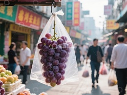 街头市场上的葡萄特写