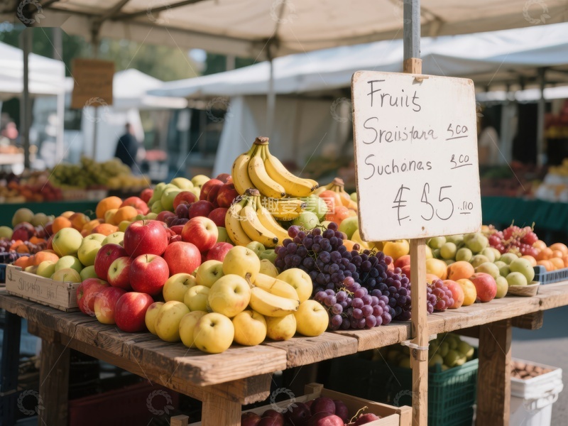 高清大图下载【趣麦麦图】市场摊位展示新鲜水果