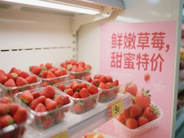 超市草莓促销展示