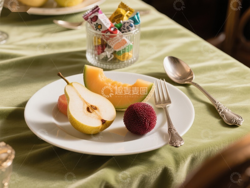 高清大图下载【趣麦麦图】水果拼盘与糖果小罐