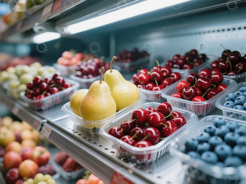 高清大图下载【趣麦麦图】超市货架上的新鲜水果展示
