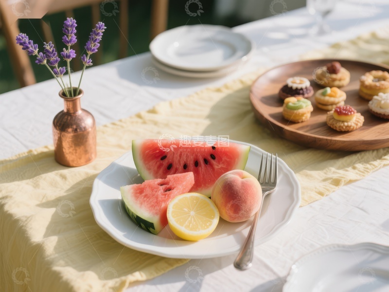 高清大图下载【趣麦麦图】夏日餐桌上的水果与甜点