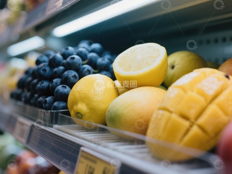 高清大图下载【趣麦麦图】超市货架上的新鲜水果