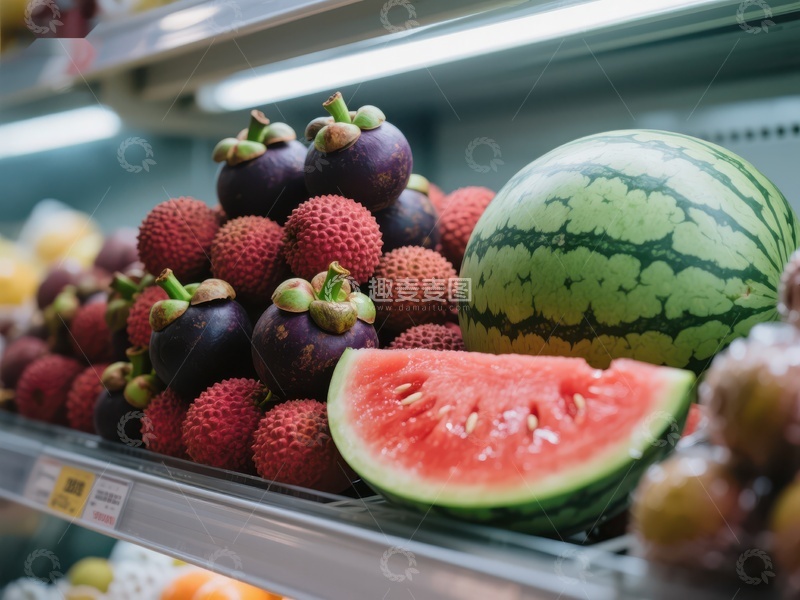 高清大图下载【趣麦麦图】超市货架上的新鲜水果
