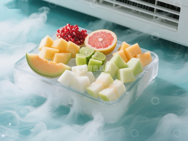 高清大图下载【趣麦麦图】冰块上的新鲜水果拼盘