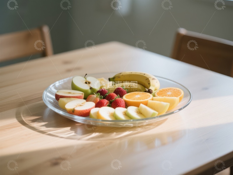 高清大图下载【趣麦麦图】木桌上的新鲜水果拼盘