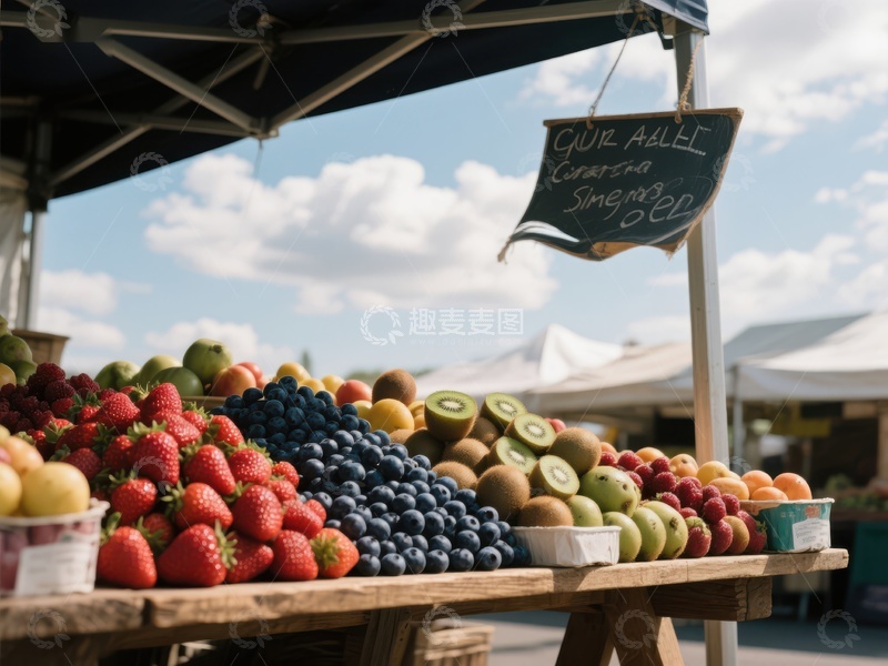 高清大图下载【趣麦麦图】市场摊位上的新鲜水果展示