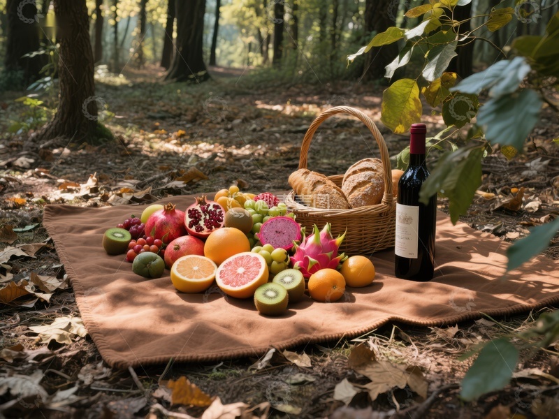 高清大图下载【趣麦麦图】森林中的野餐布置