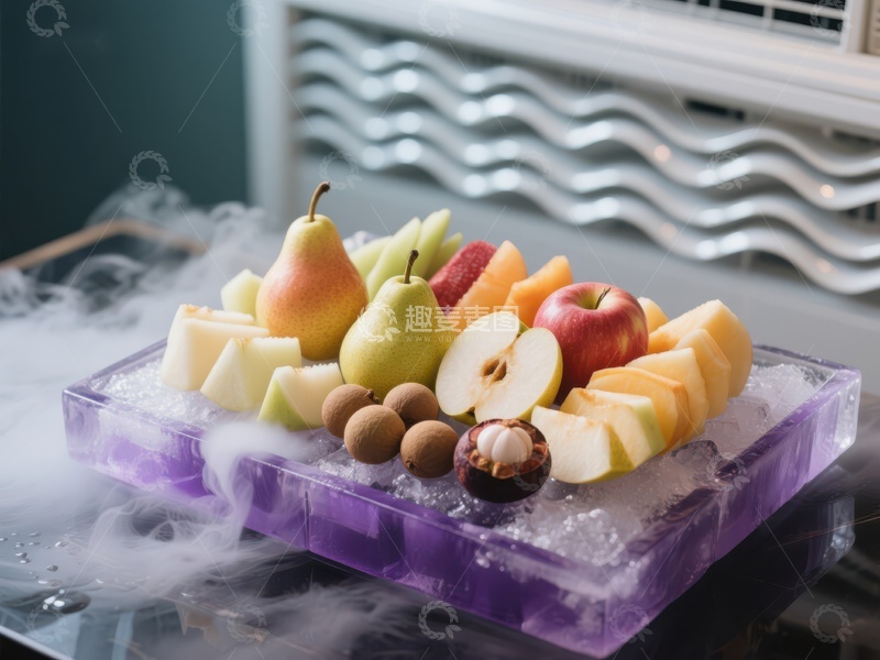 高清大图下载【趣麦麦图】冰块上的新鲜水果拼盘