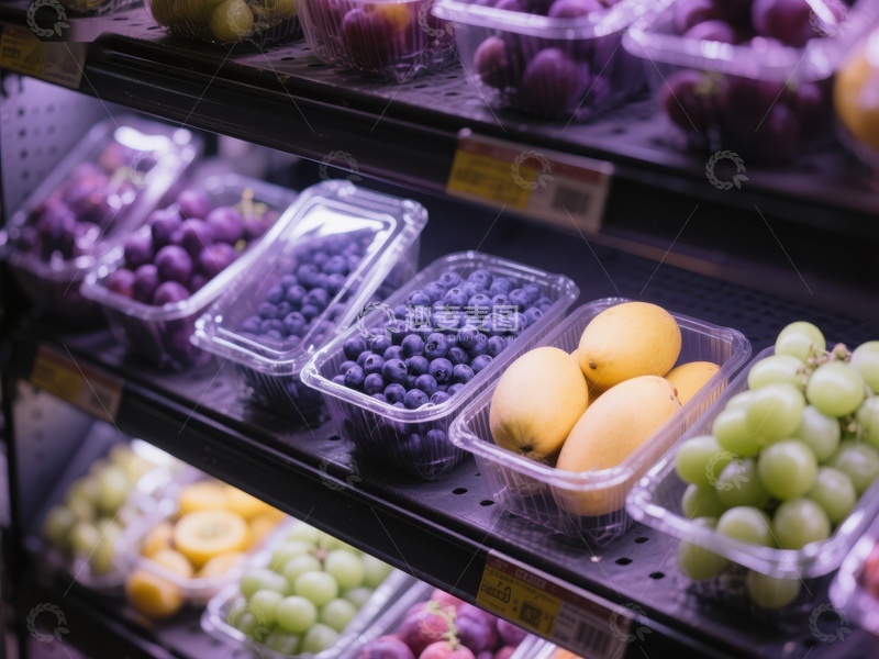 高清大图下载【趣麦麦图】超市货架上的新鲜水果展示