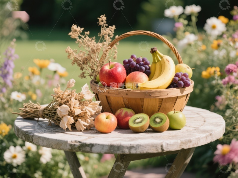 高清大图下载【趣麦麦图】花园中的水果篮