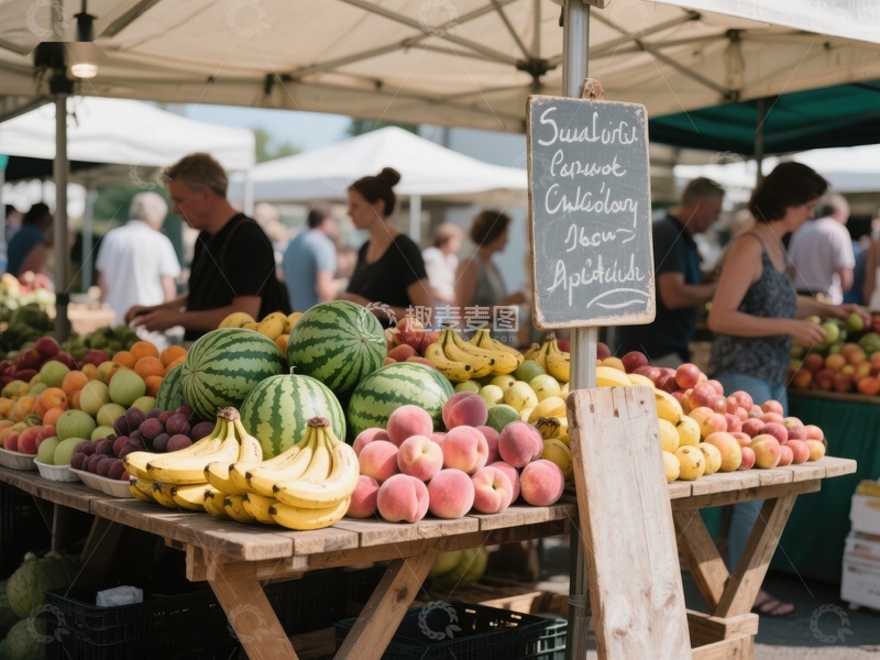 高清大图下载【趣麦麦图】市场摊位展示新鲜水果