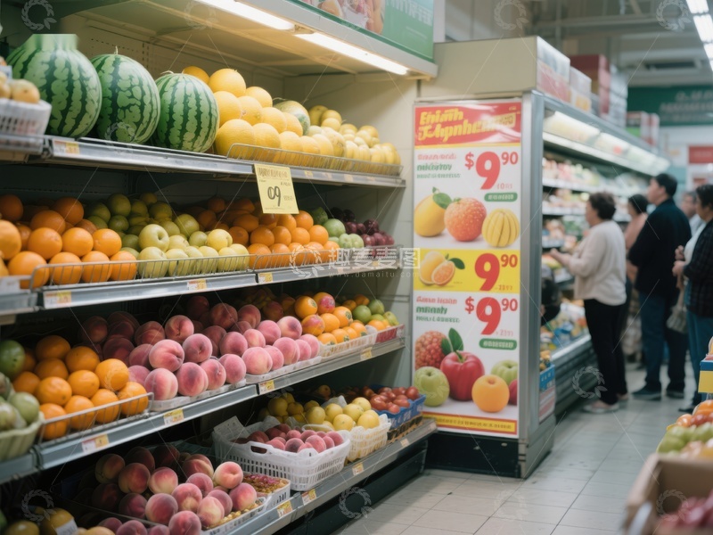 高清大图下载【趣麦麦图】超市水果区陈列与促销