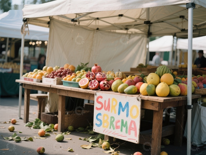 市场摊位展示新鲜水果
