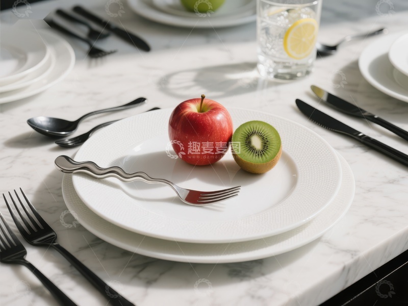 高清大图下载【趣麦麦图】餐桌上的苹果与猕猴桃